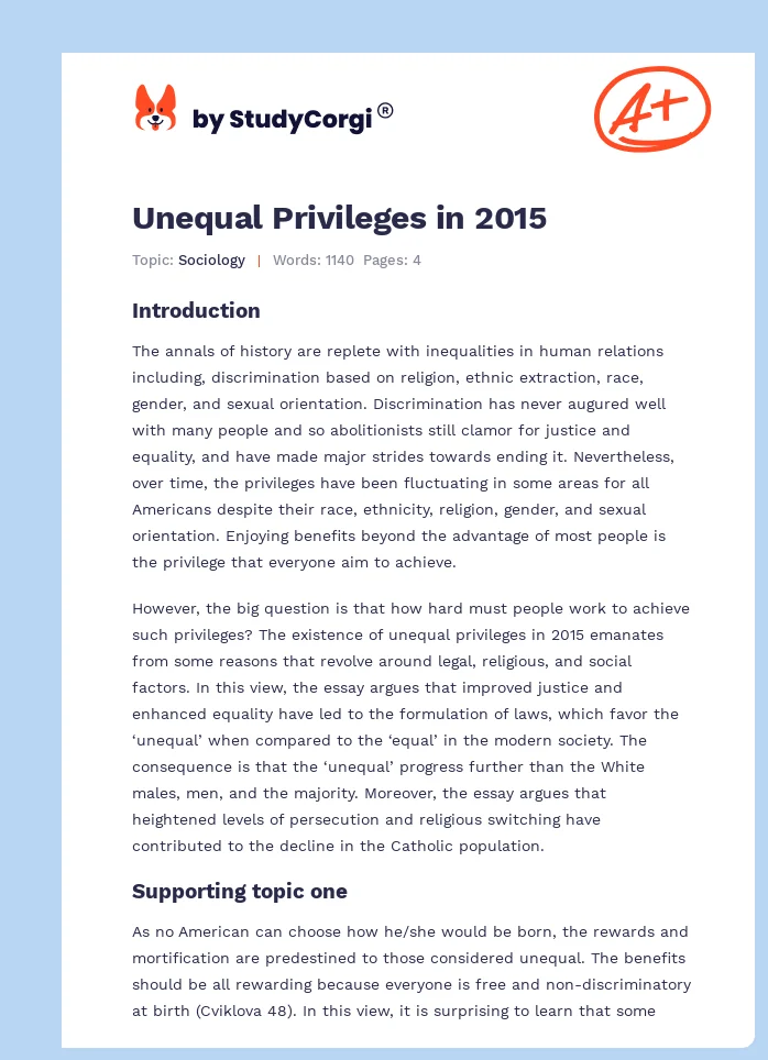 Unequal Privileges in 2015. Page 1