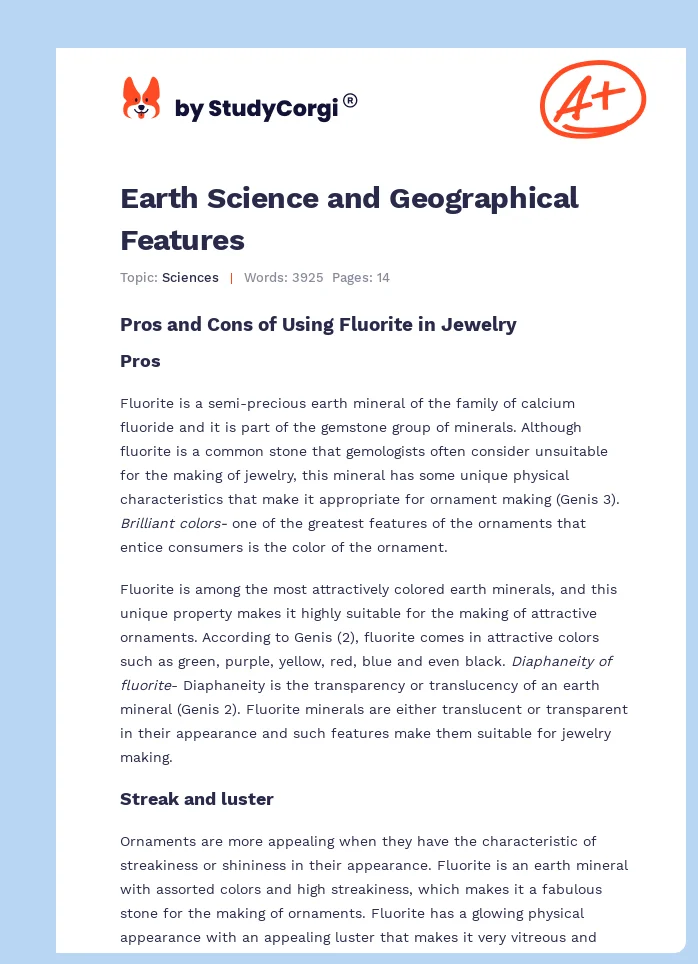 Earth Science and Geographical Features. Page 1