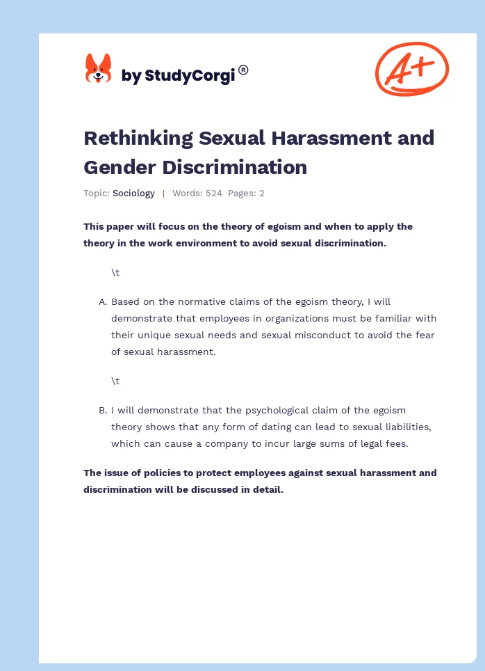 Rethinking Sexual Harassment and Gender Discrimination. Page 1