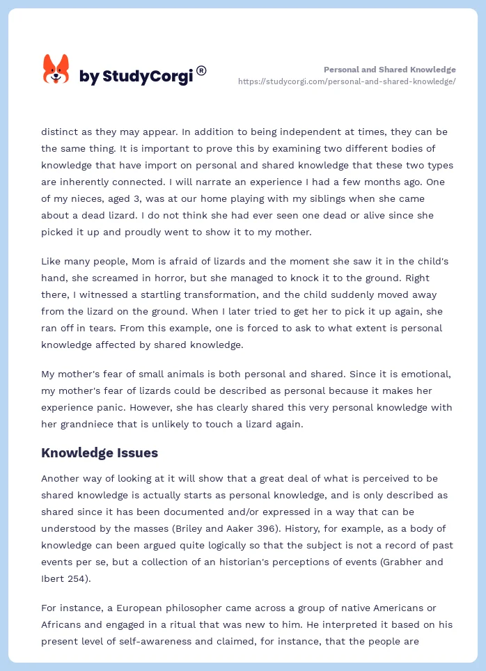 Personal and Shared Knowledge. Page 2