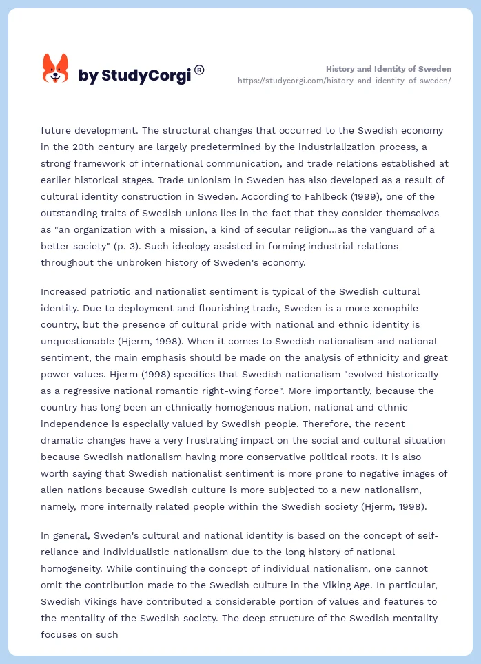 History and Identity of Sweden. Page 2