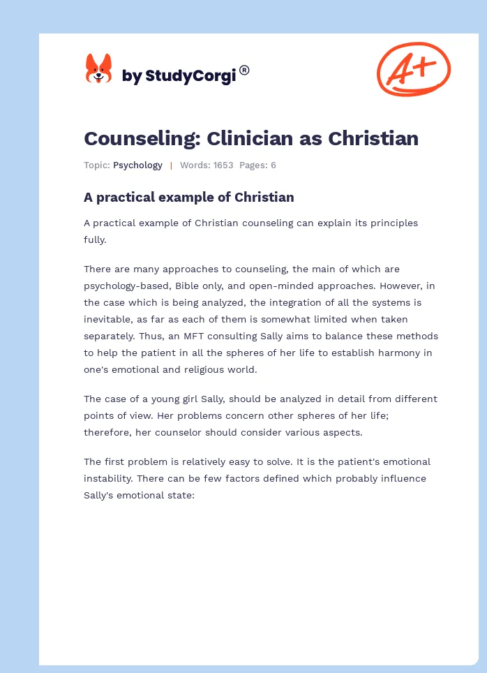 Counseling: Clinician as Christian. Page 1