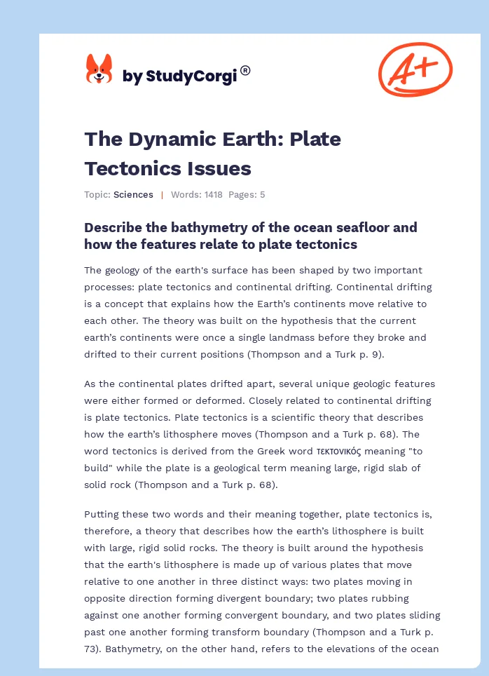 The Dynamic Earth: Plate Tectonics Issues. Page 1