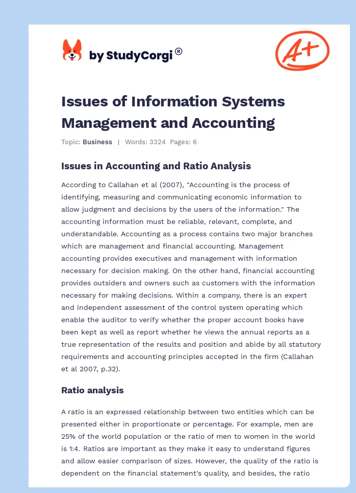 Issues of Information Systems Management and Accounting. Page 1