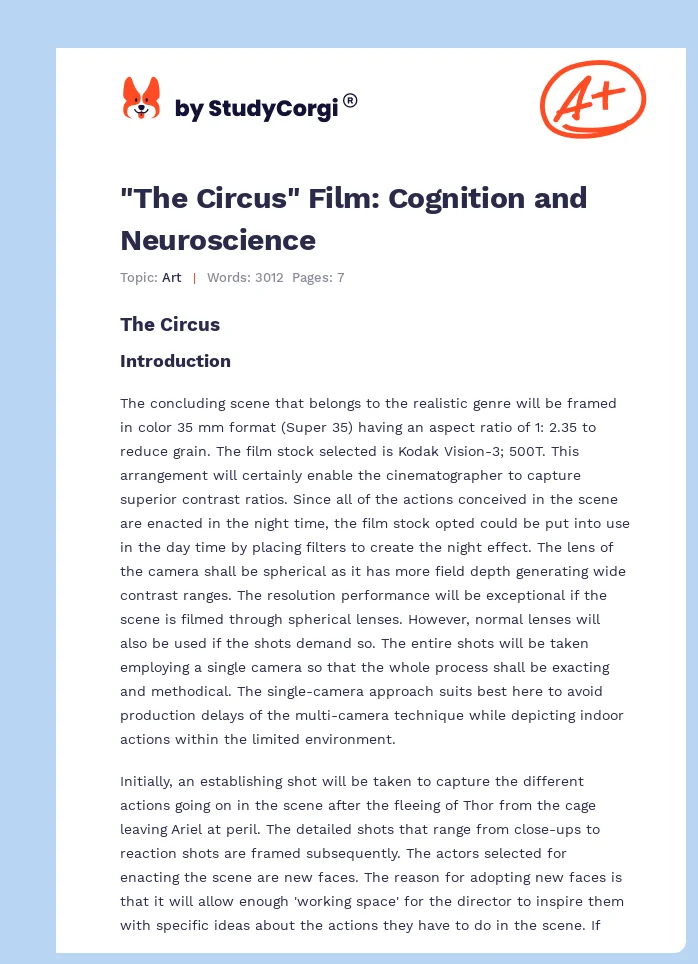 "The Circus" Film: Cognition and Neuroscience. Page 1
