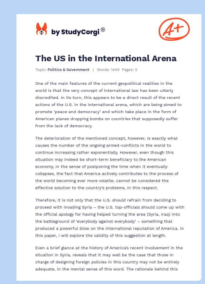 The US in the International Arena. Page 1