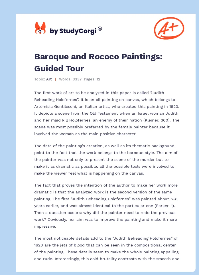 Baroque and Rococo Paintings: Guided Tour. Page 1