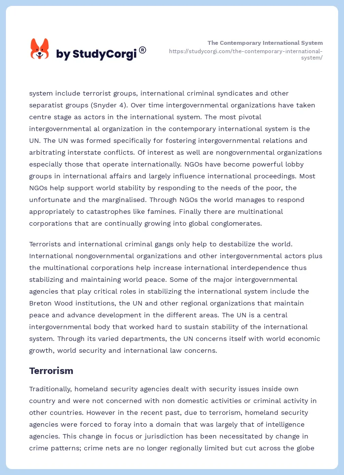 The Contemporary International System. Page 2