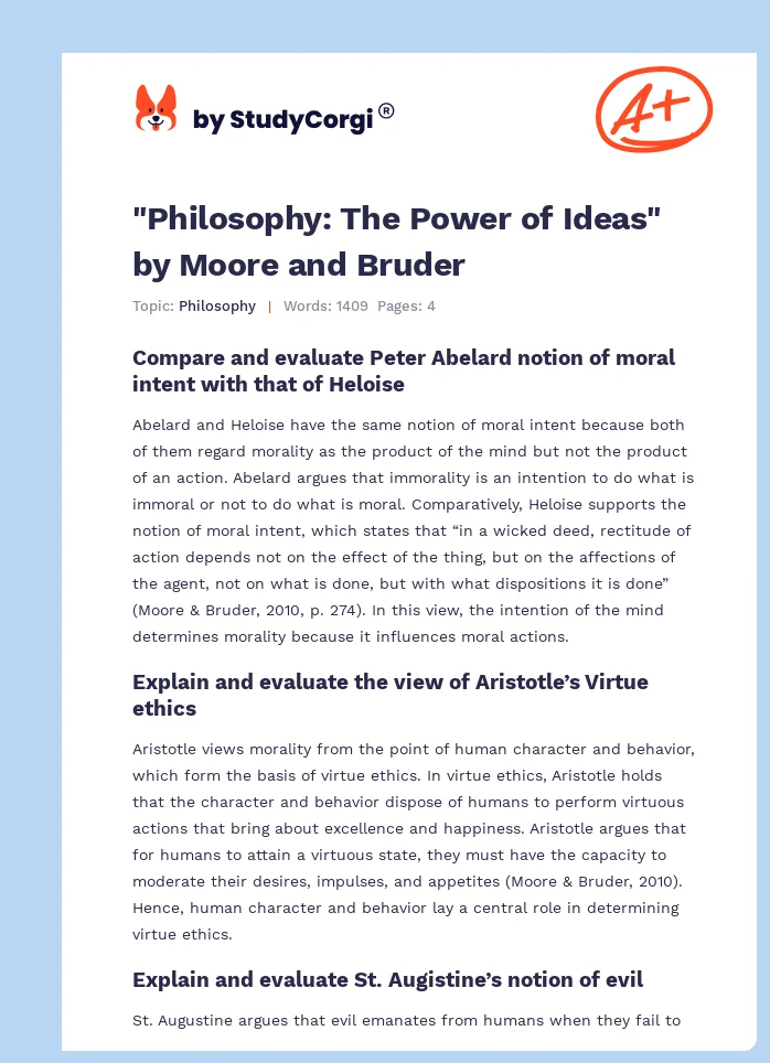 "Philosophy: The Power of Ideas" by Moore and Bruder. Page 1