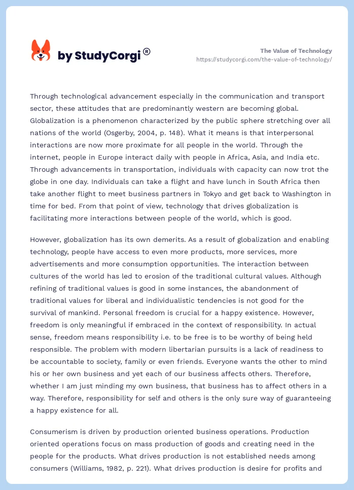 The Value of Technology. Page 2