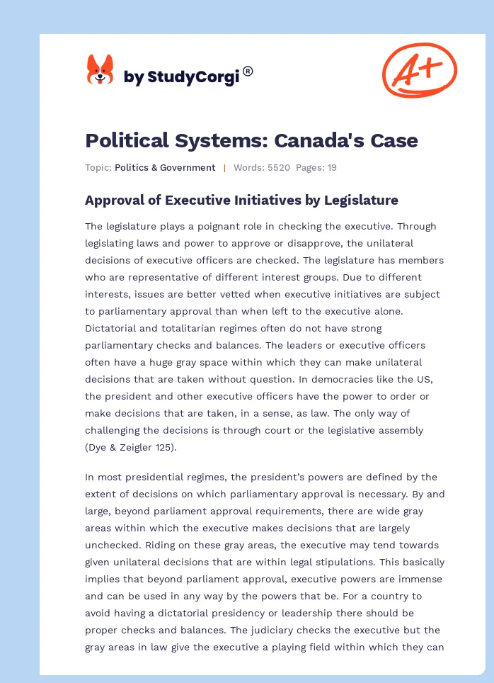 Political Systems: Canada's Case. Page 1