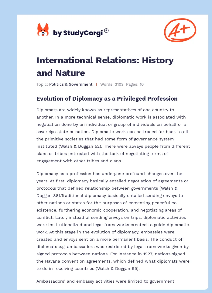International Relations: History and Nature. Page 1
