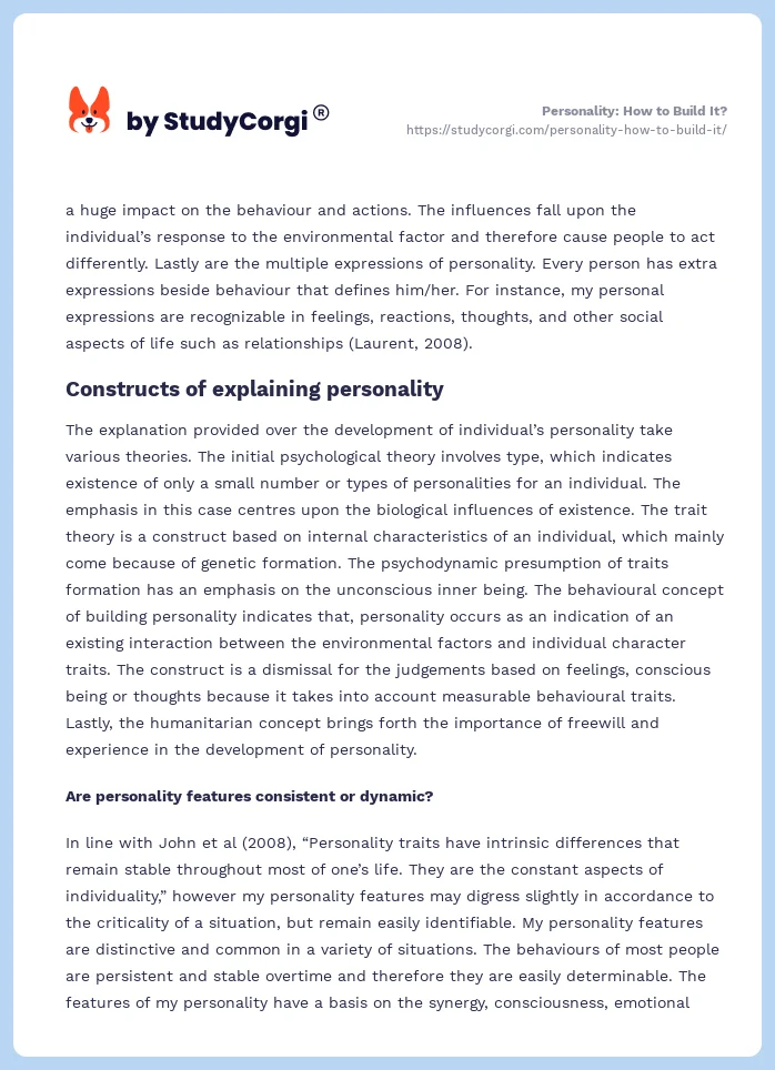 Personality: How to Build It?. Page 2