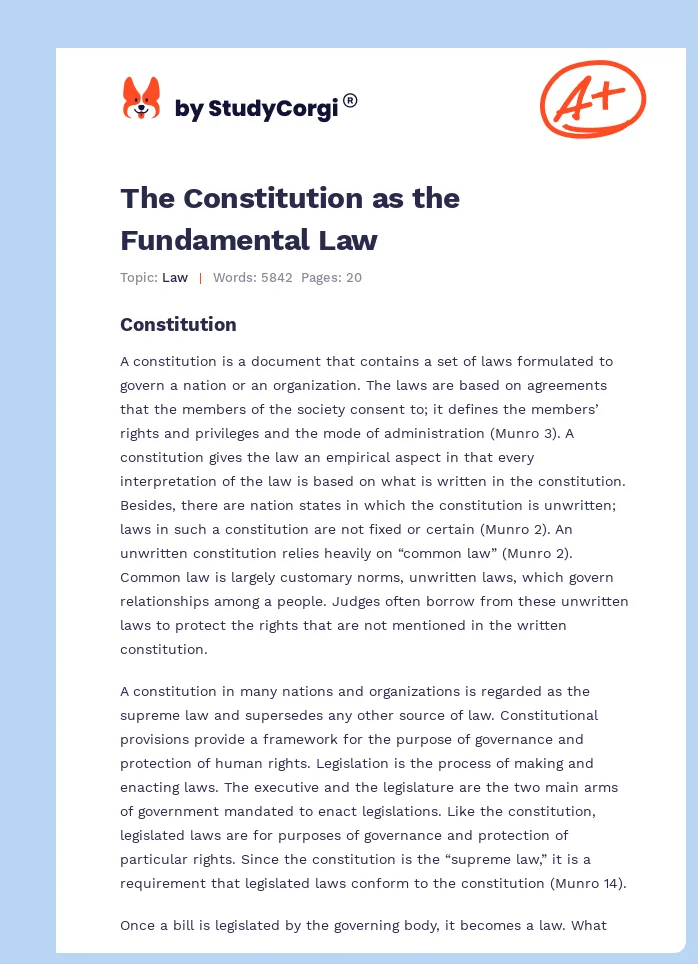 The Constitution as the Fundamental Law. Page 1