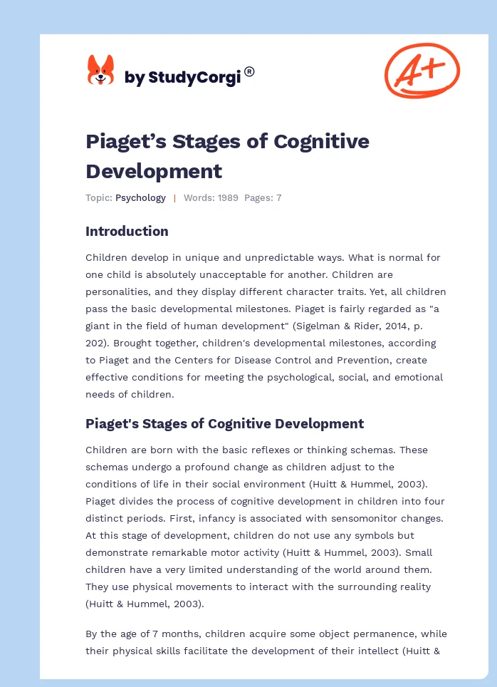 Piaget’s Stages of Cognitive Development. Page 1