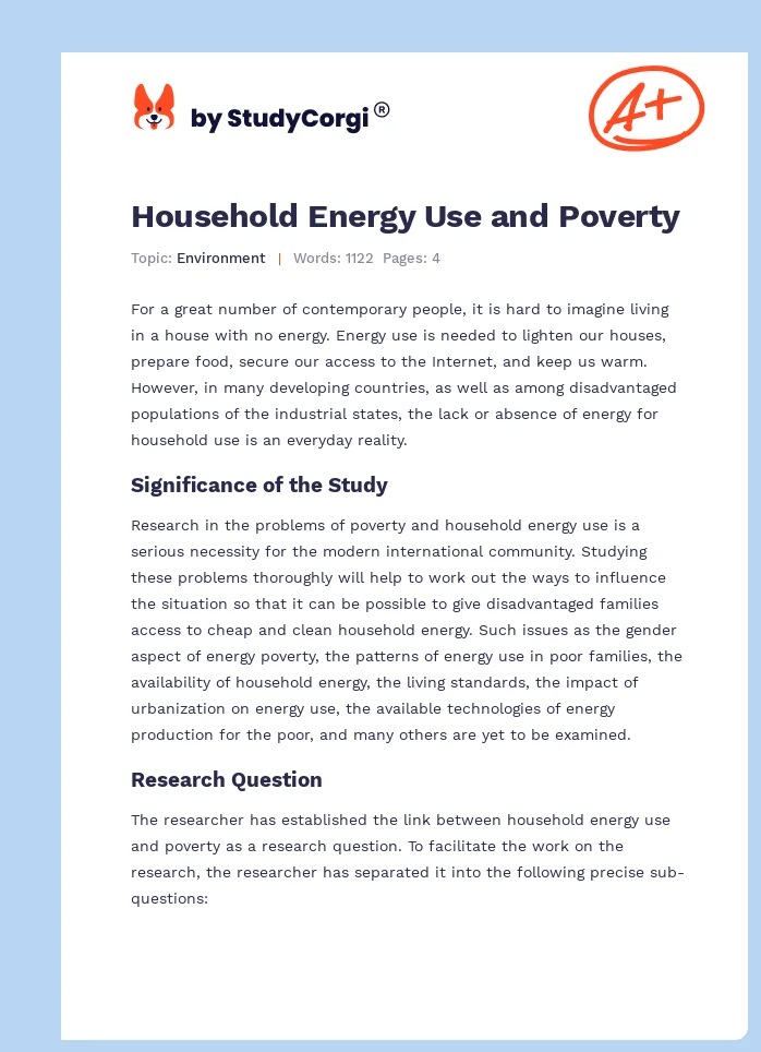 Household Energy Use and Poverty. Page 1