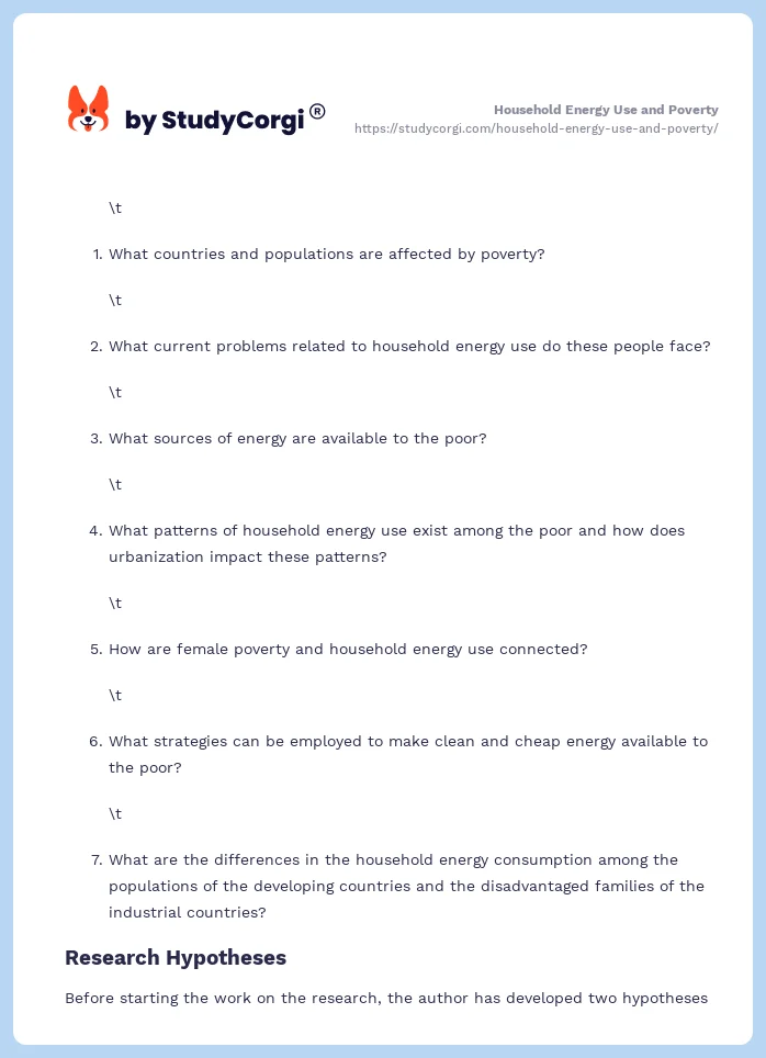 Household Energy Use and Poverty. Page 2