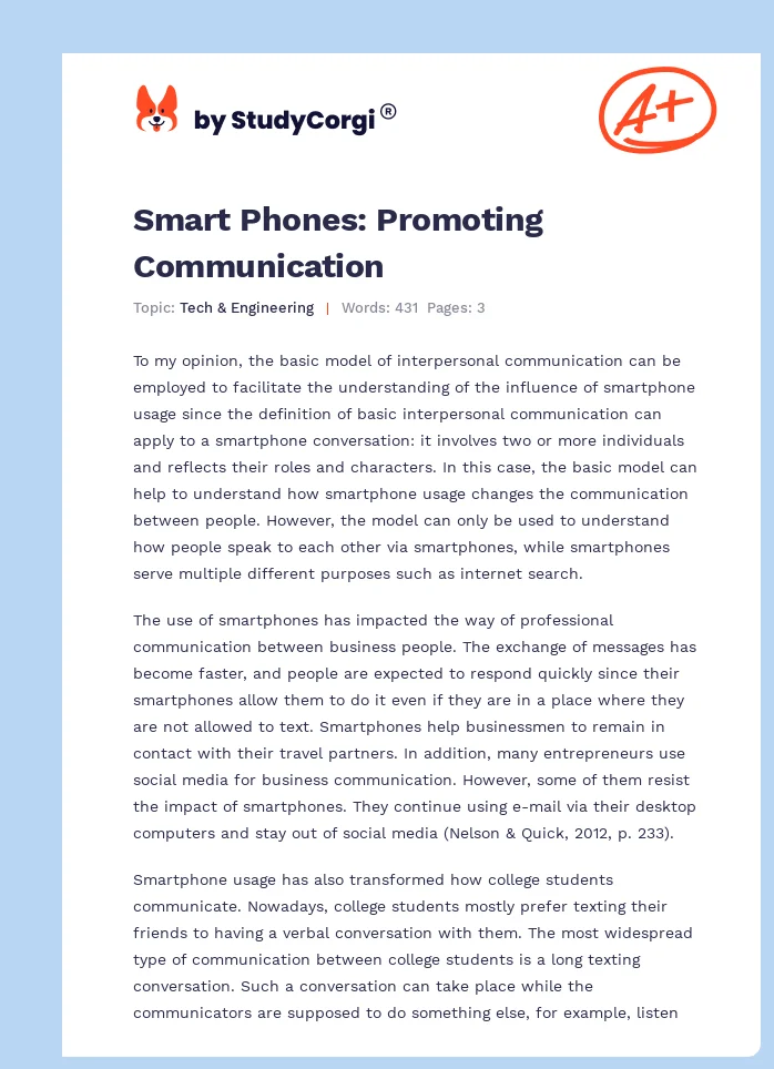 Smart Phones: Promoting Communication. Page 1