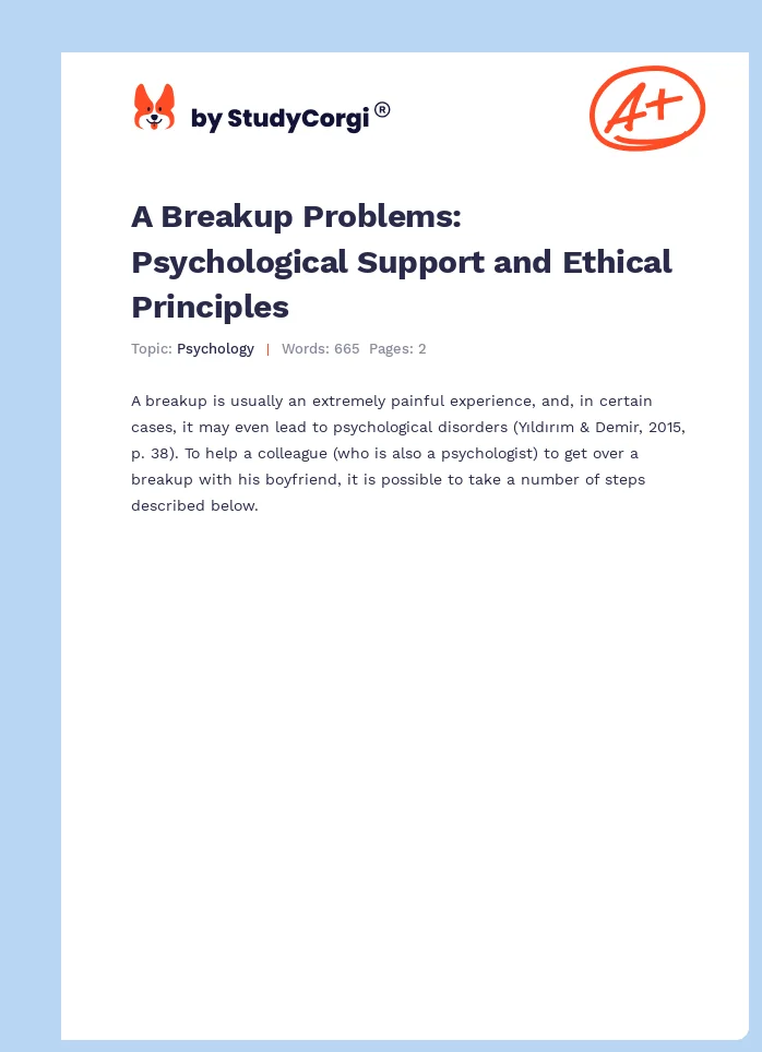 A Breakup Problems: Psychological Support and Ethical Principles. Page 1