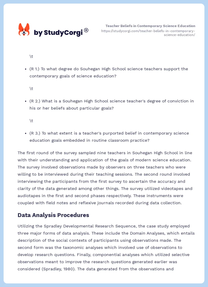 Teacher Beliefs in Contemporary Science Education. Page 2