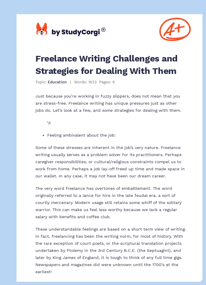 Freelance Writing Challenges and Strategies for Dealing With Them. Page 1
