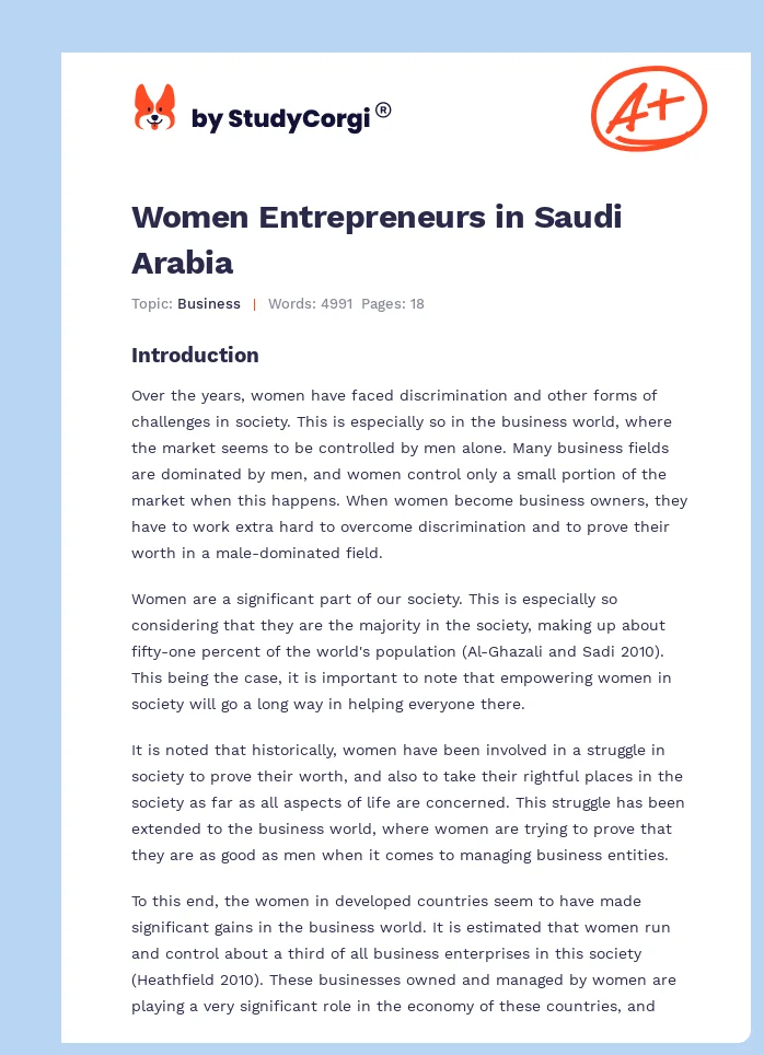 Women Entrepreneurs in Saudi Arabia. Page 1