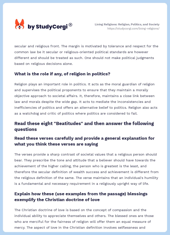 Living Religions: Religion, Politics, and Society. Page 2