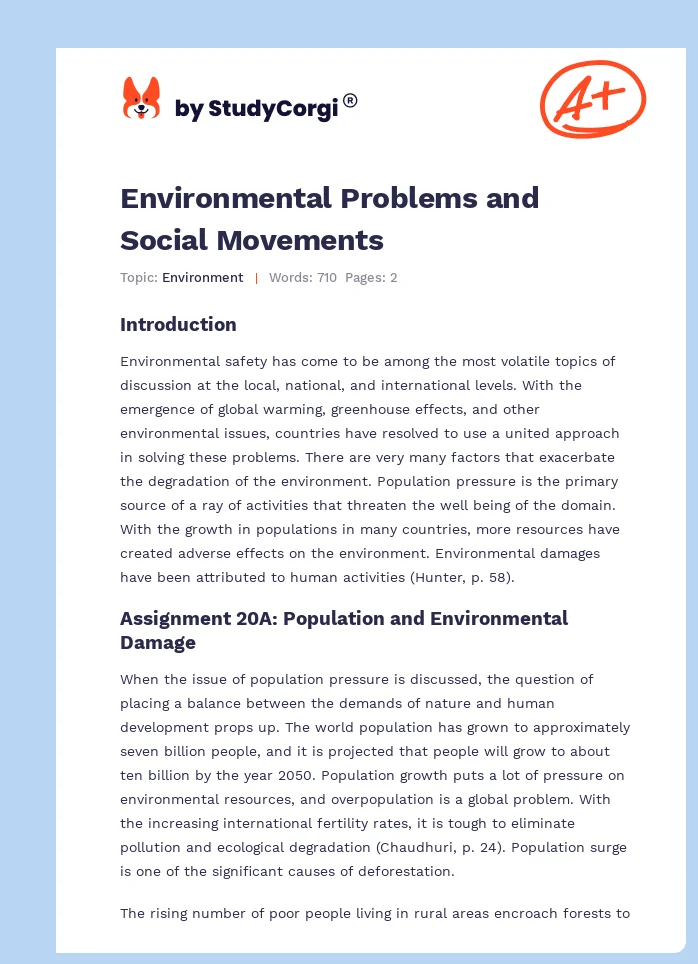 Environmental Problems and Social Movements. Page 1