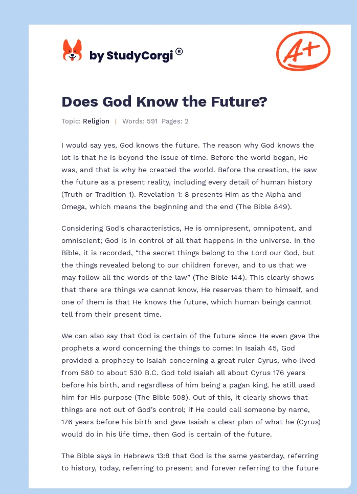 Does God Know the Future?. Page 1