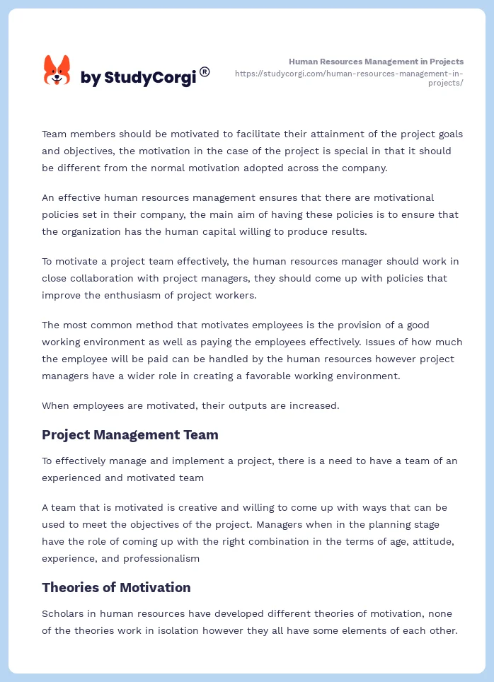 Human Resources Management in Projects. Page 2