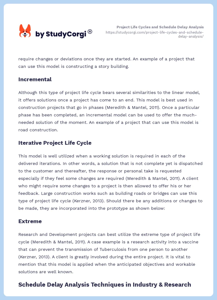 Project Life Cycles and Schedule Delay Analysis. Page 2