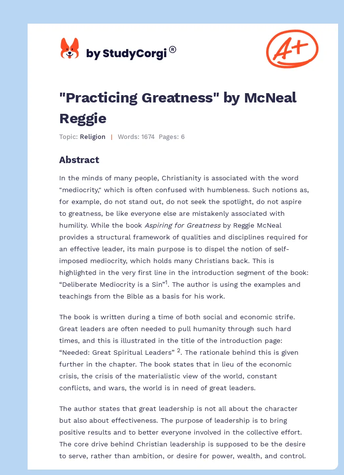 "Practicing Greatness" by McNeal Reggie. Page 1