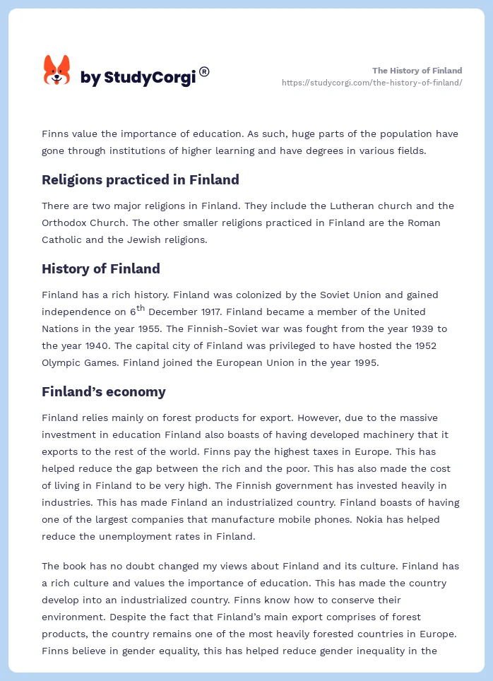 The History of Finland. Page 2