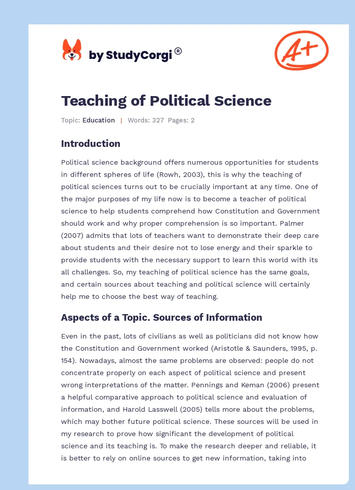 Teaching of Political Science. Page 1