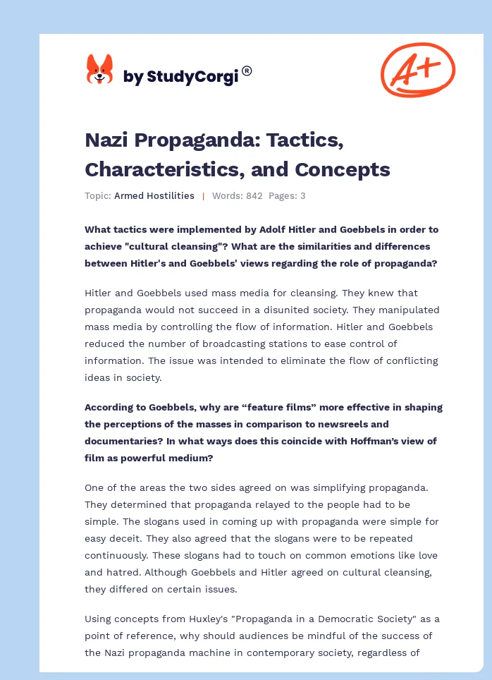 Nazi Propaganda: Tactics, Characteristics, and Concepts. Page 1