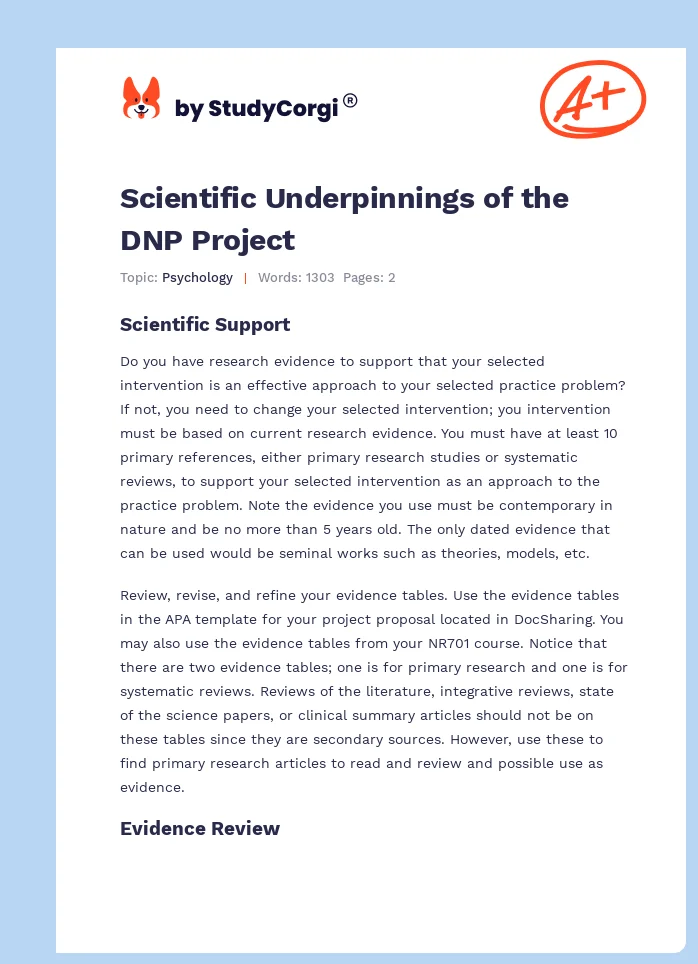 Scientific Underpinnings of the DNP Project. Page 1