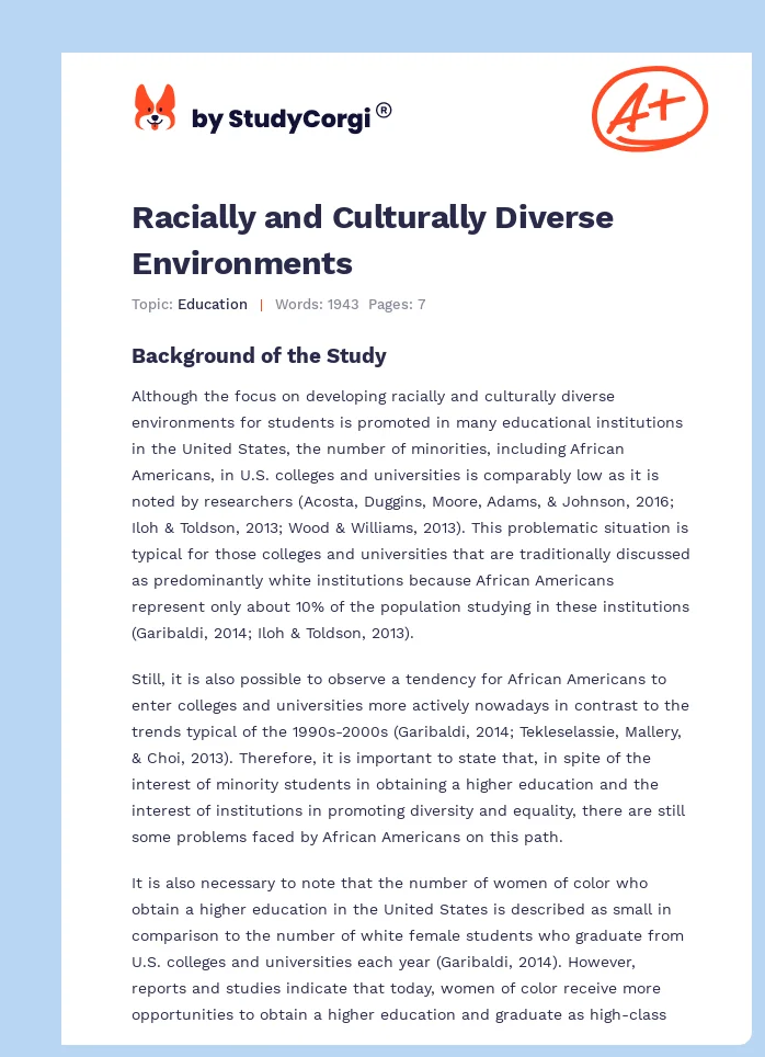 Racially and Culturally Diverse Environments. Page 1