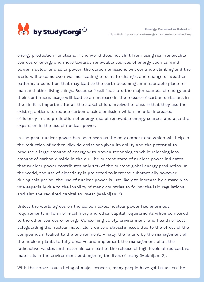Energy Demand in Pakistan. Page 2