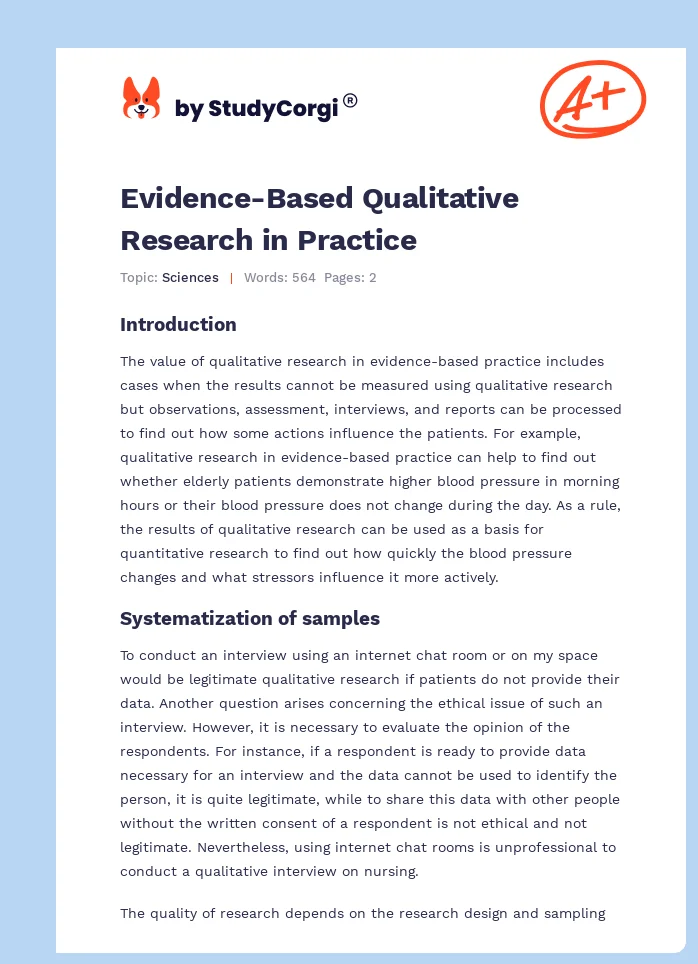 Evidence-Based Qualitative Research in Practice. Page 1