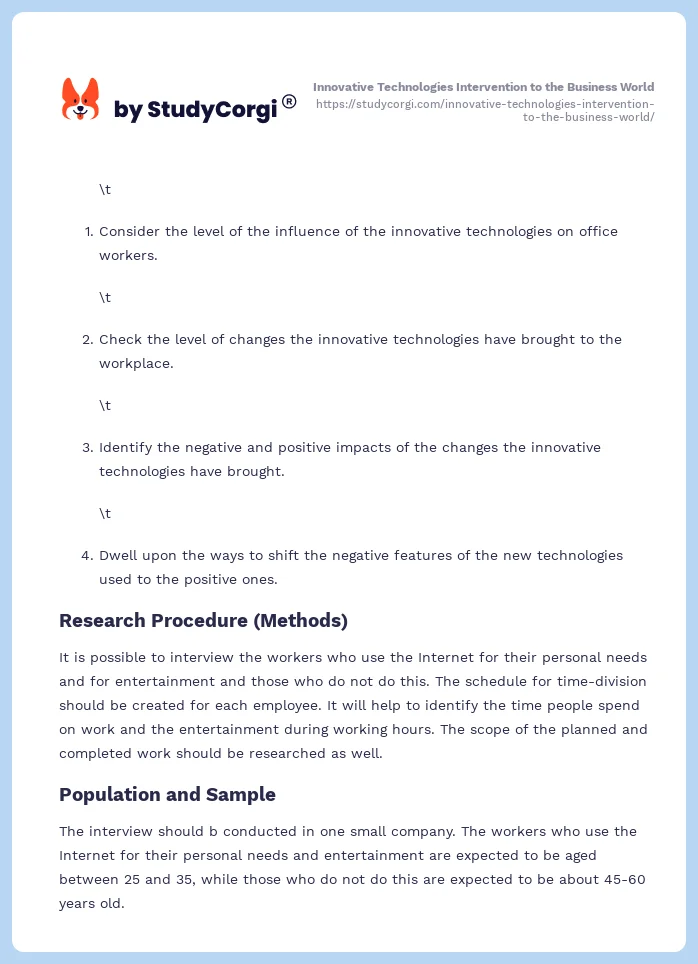 Innovative Technologies Intervention to the Business World. Page 2