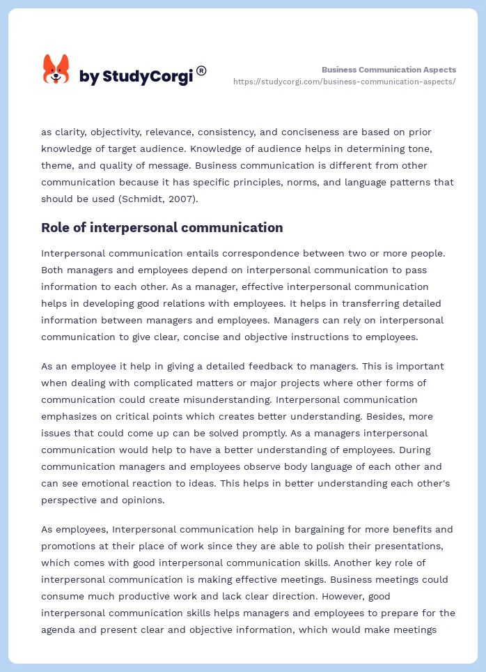 Business Communication Aspects. Page 2
