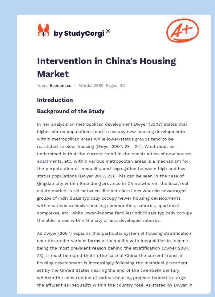 Intervention in China's Housing Market. Page 1