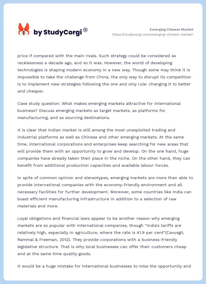 Emerging Chinese Market. Page 2