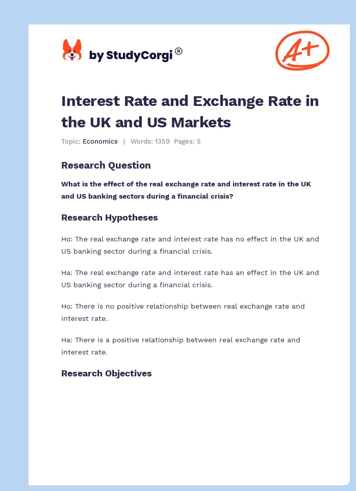 Interest Rate and Exchange Rate in the UK and US Markets. Page 1