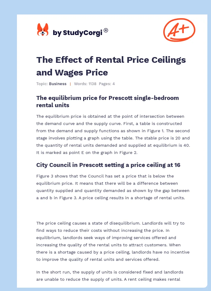 The Effect of Rental Price Ceilings and Wages Price. Page 1