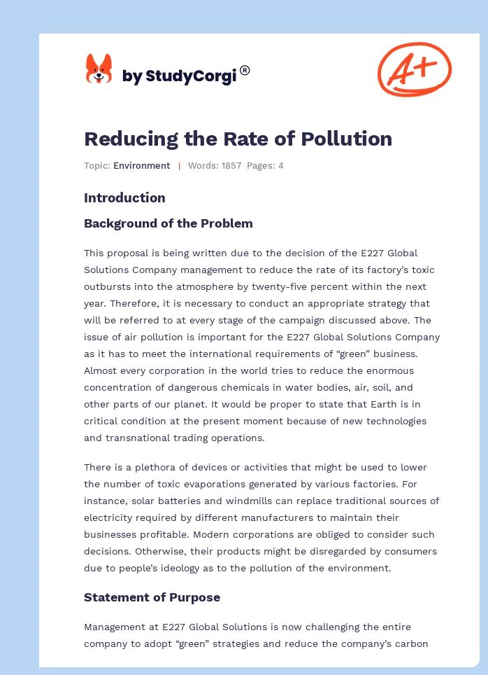Reducing the Rate of Pollution. Page 1