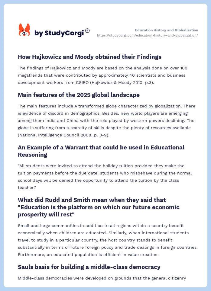 Education History and Globalization. Page 2
