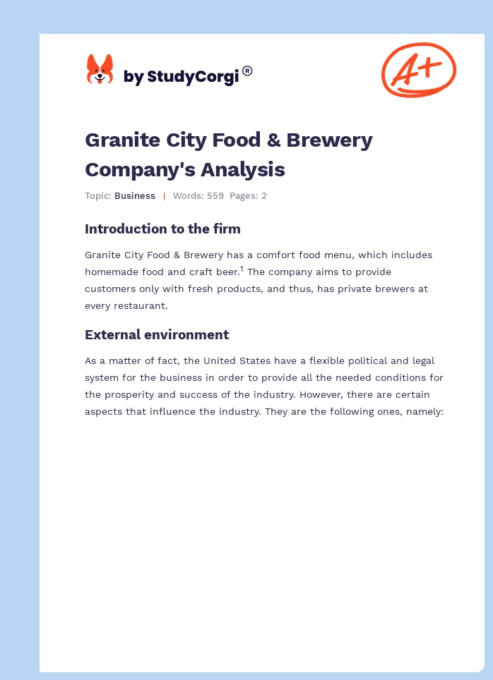Granite City Food & Brewery Company's Analysis. Page 1
