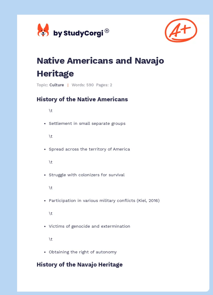 Native Americans and Navajo Heritage. Page 1