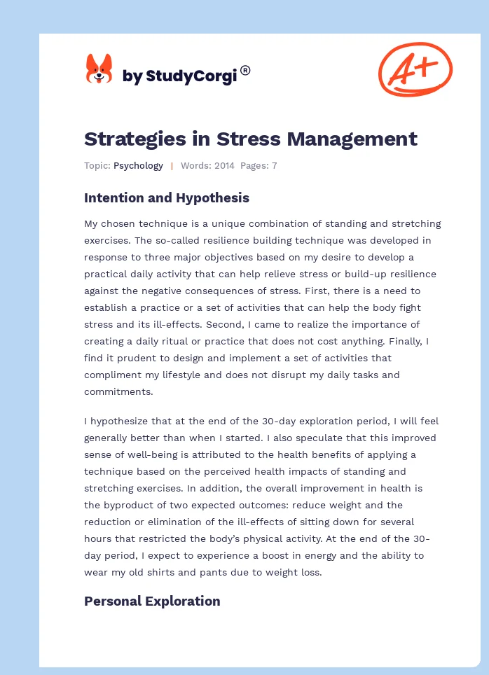 Strategies in Stress Management. Page 1